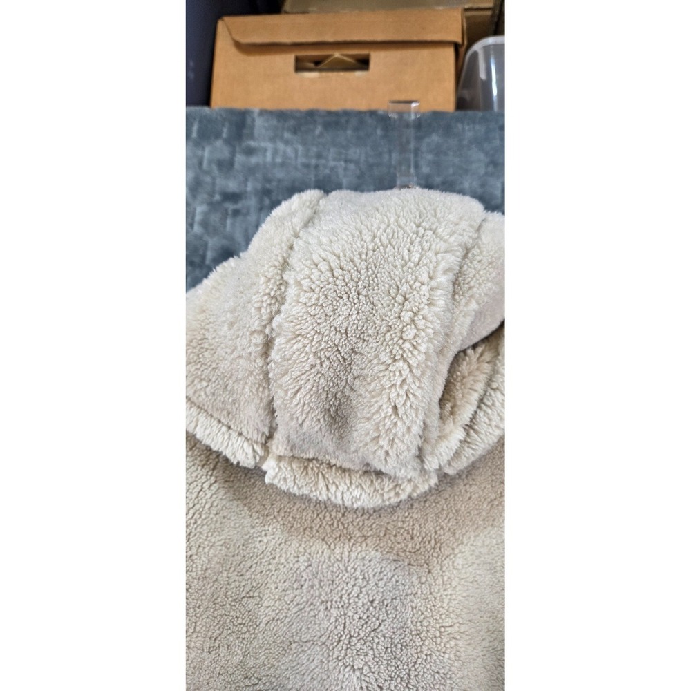 Arizona Faux Fur Full Zip Jacket, Women's Size M Off White Hooded Lined - Picture 7 of 8